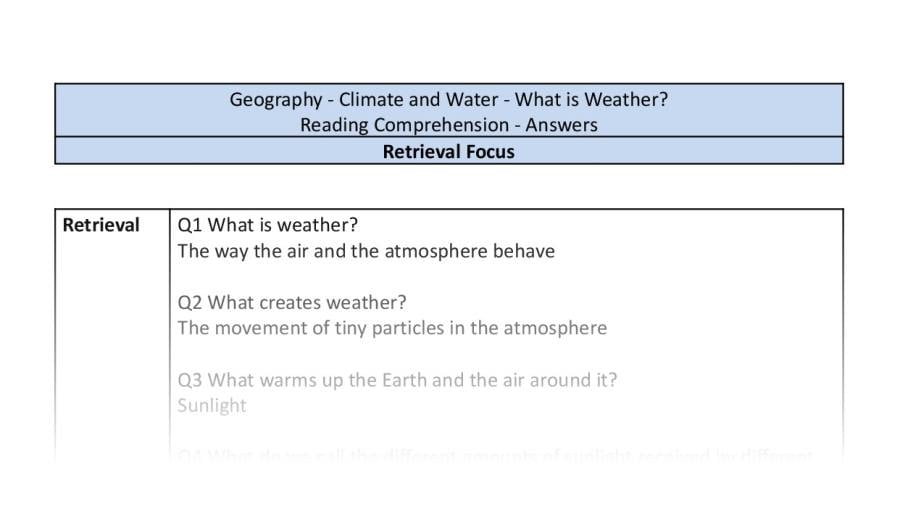 Reading comp - what is weather - retrieval focus-answers