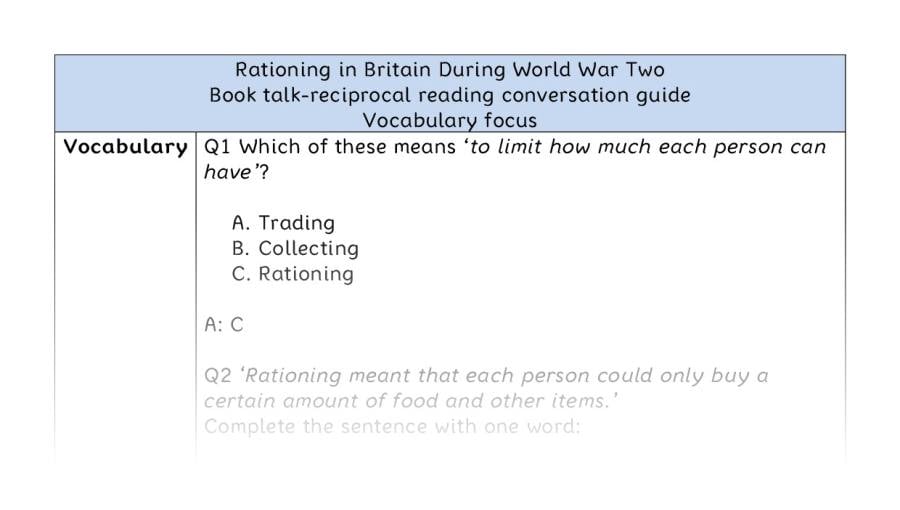 Reciprocal-vocab-Rationing in Britain During World War Two