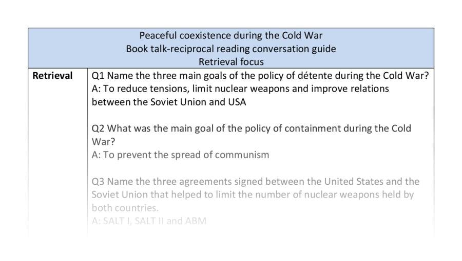 Reciprocal-retrieval-Peaceful coexistence during the Cold War