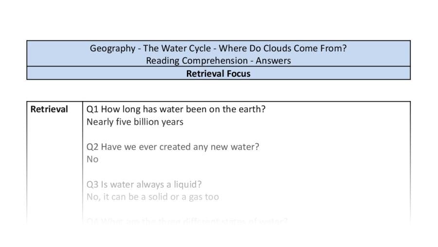 Reading comprehension-retrieval - Where Do Clouds Come From-answers