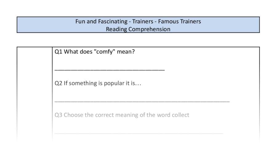 Reading Comprehension-vocabulary-Famous Trainers