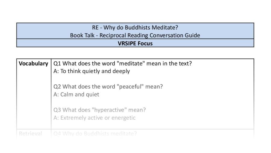 Reciprocal Reading Conversation - Why do Buddhists Meditate - VRSIPE Focus