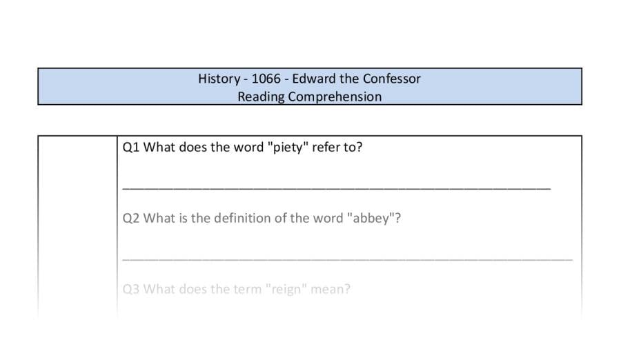 Reading comprehension-Edward the Confessor-VRSIPE