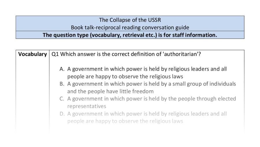 Reciprocal reading-VRSIPE-The Collapse of the USSR