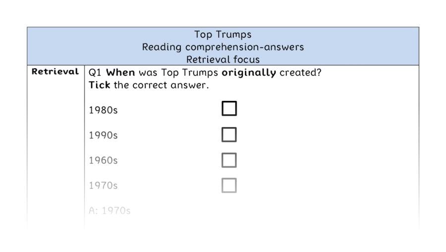 Reading comprehension - retrieval - Top Trumps - answers