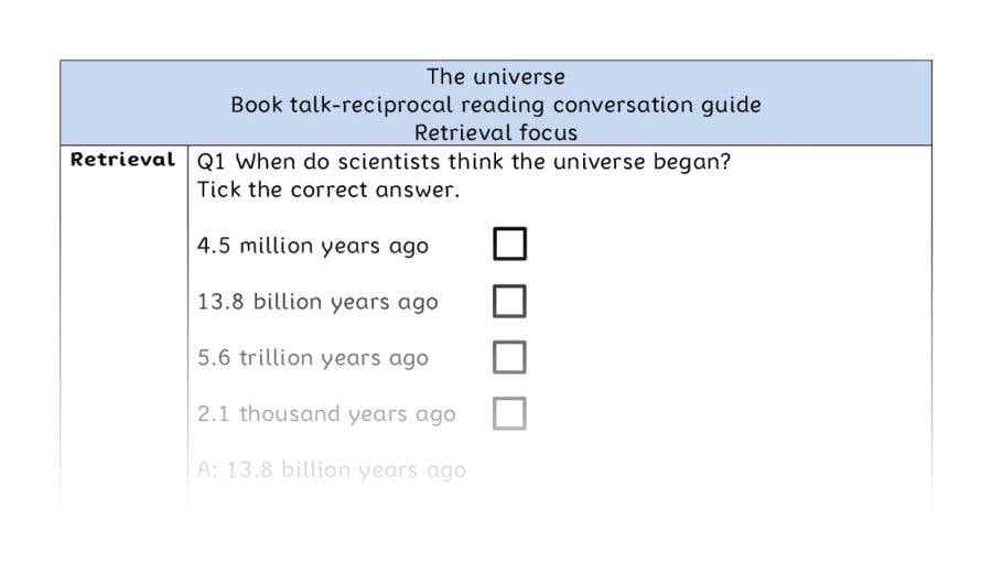 Reciprocal reading - retrieval - The universe