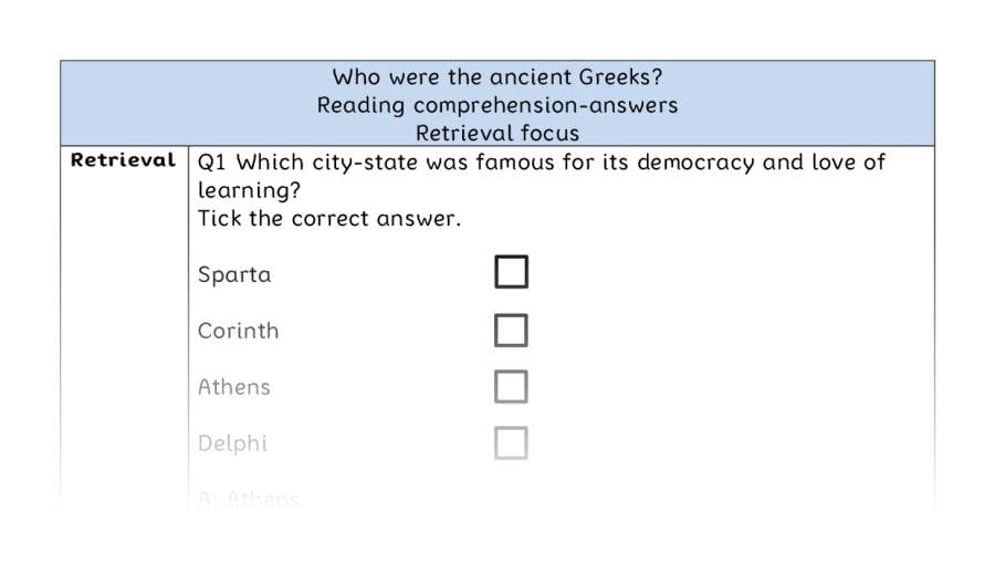 Reading comprehension - retrieval - Who were the ancient Greeks - answers