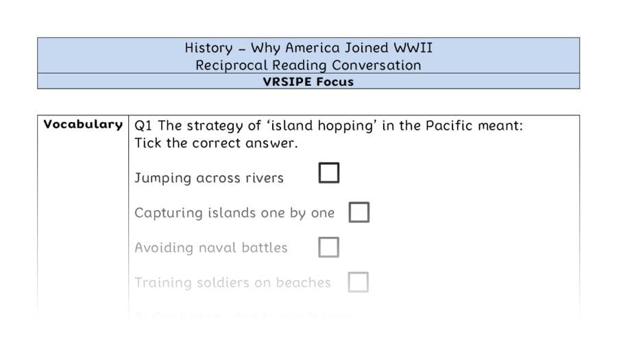 Why America Joined WWII - Reciprocal Reading Conversation - VRSIPE Focus
