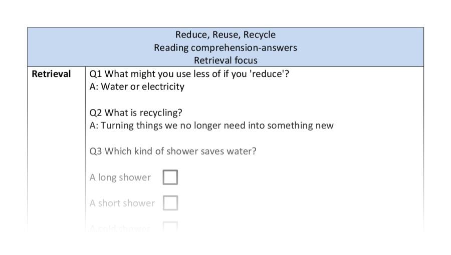 Reading comprehension - retrieval - Reduce, Reuse, Recycle