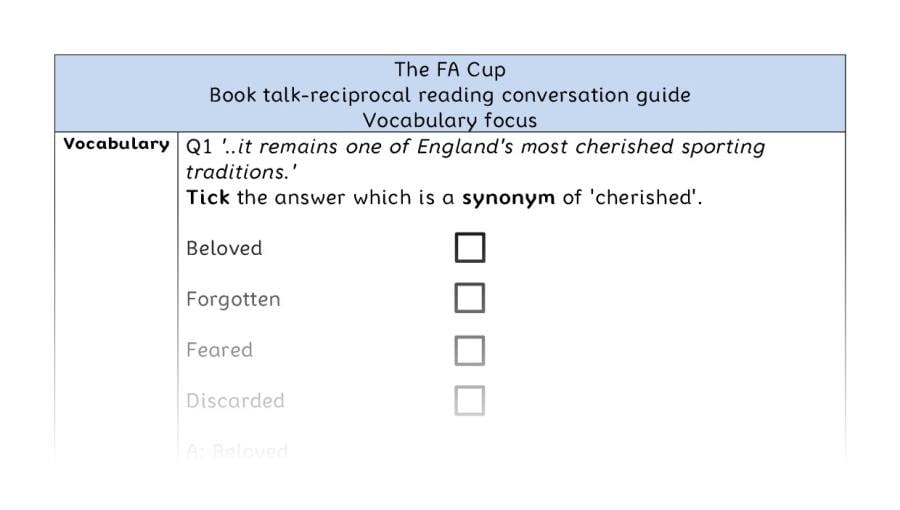 Reciprocal reading - vocabulary - The FA Cup