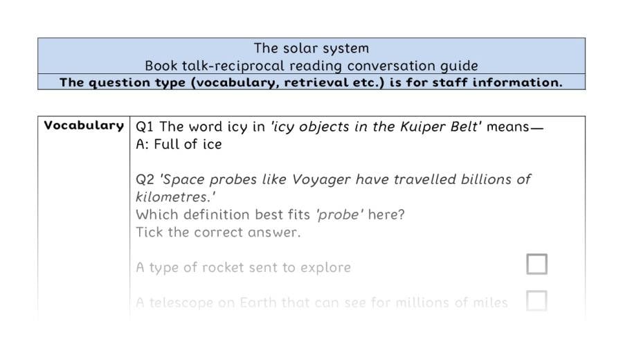 Reciprocal reading - VRSIPE - The solar system