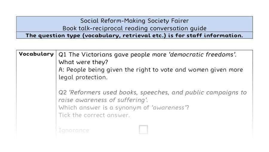 Reciprocal reading - VRSIPE - Social Reform-Making Society Fairer