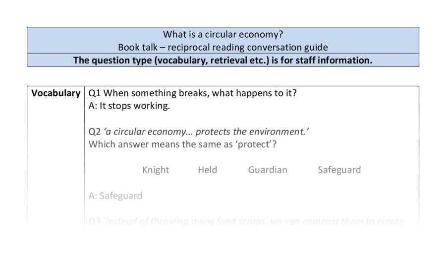 Reciprocal reading- VRSIPE - What is a circular economy