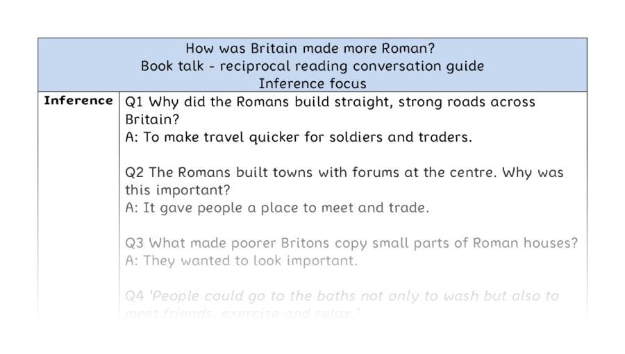 Reciprocal reading - inference - How was Britain made more Roman
