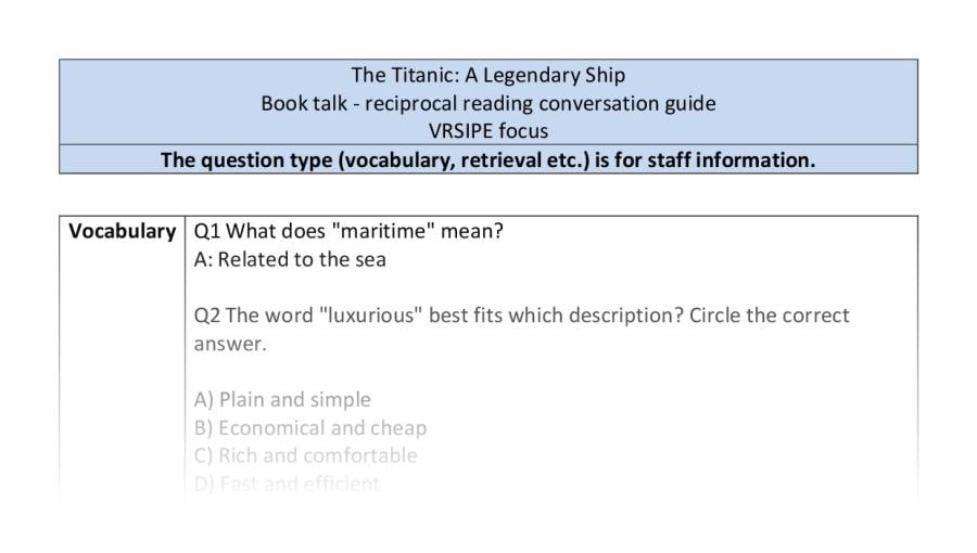 Reciprocal reading-The Titanic-VRSIPE