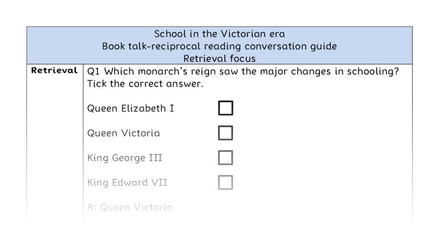 Reciprocal reading - retrieval - School in the Victorian era
