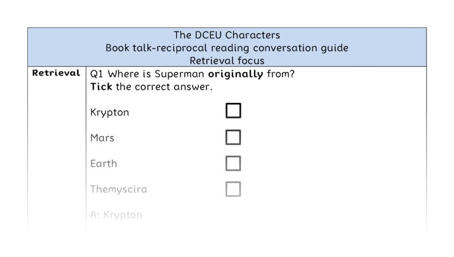 Reciprocal reading - retrieval - The DCEU Characters