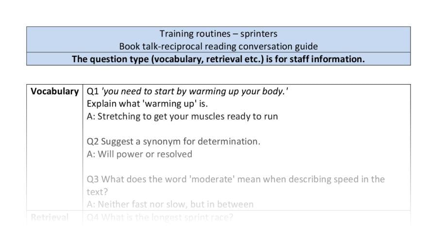 Reciprocal - VRSIPE - Training routines - sprinters