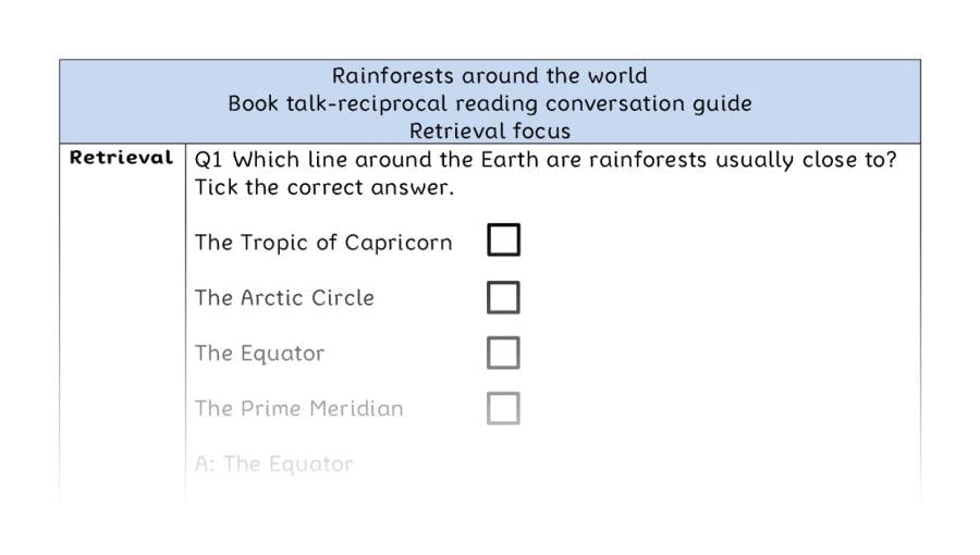 Reciprocal reading - retrieval - Rainforests around the world