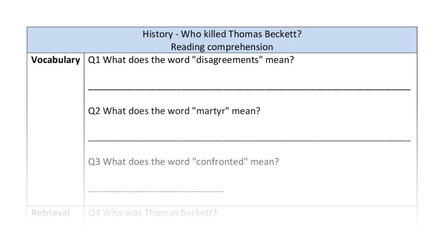 Reading comprehension-VRSIPE-Who killed Thomas Beckett