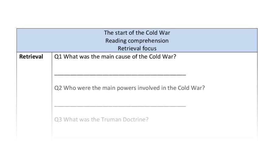 Reading comprehension-retrieval-The start of the cold war