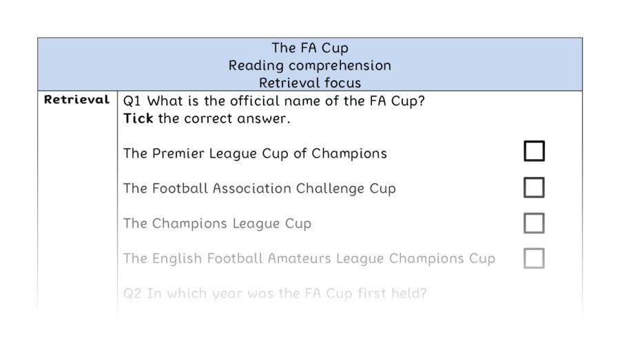 Reading comprehension - retrieval - The FA Cup