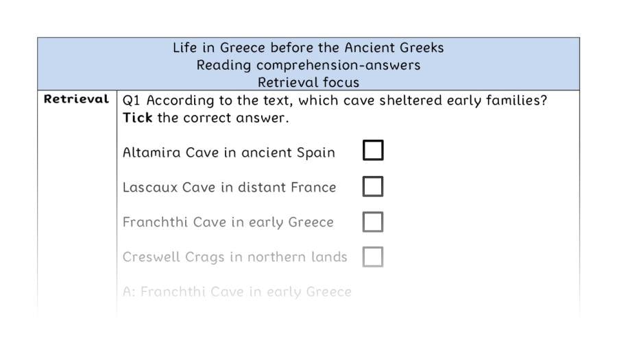 Reading comprehension - retrieval - Life in Greece before the Ancient Greeks - answers