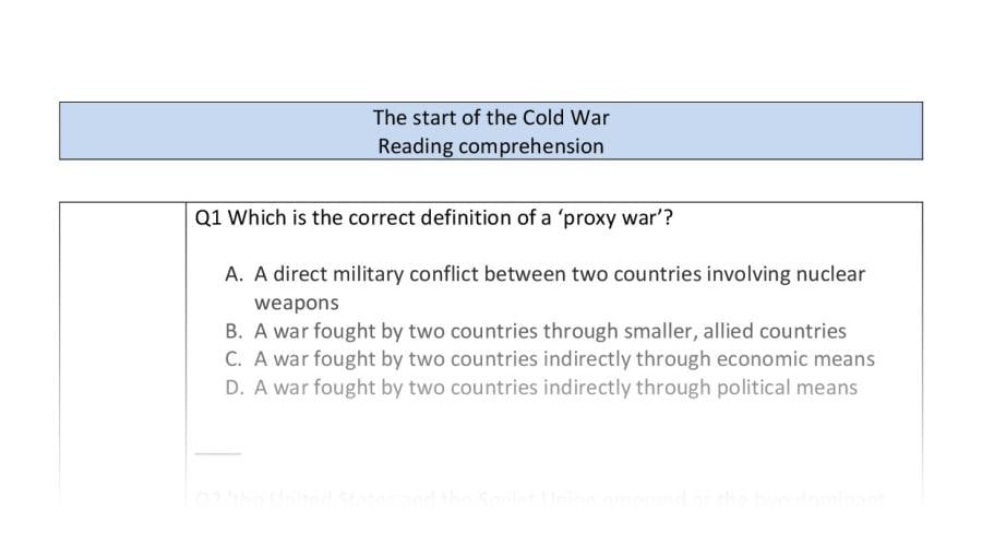 Reading comp-VRSIPE-The start of the cold war