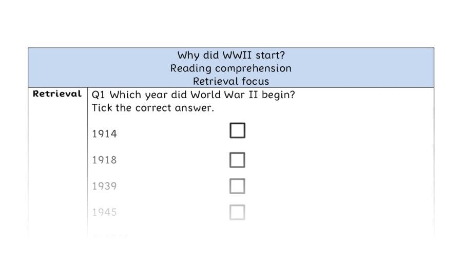 Reading comprehension - retrieval - Why did WWII begin