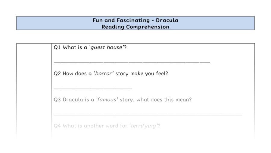 Reading Comprehension-Dracula-vocabulary Focus