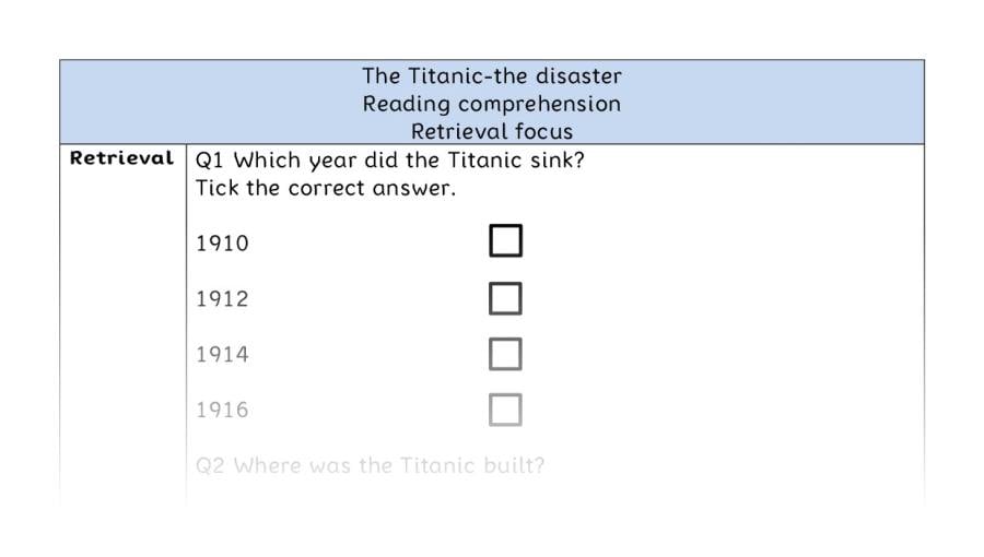 Reading comprehension - retrieval - The Titanic-the disaster