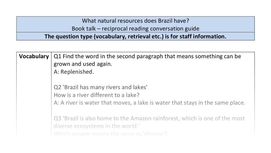 Reciprocal reading - VRSIPE - What natural resources does Brazil have