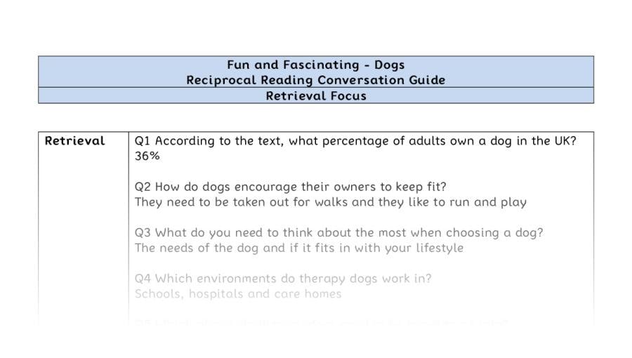 Reciprocal Reading Conversation - Dogs - Highlight Series 2 - Retrieval Focus