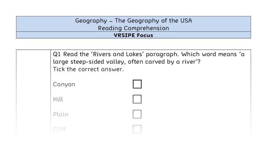 The Geography of the USA - Reading Comprehension - VRSIPE Focus