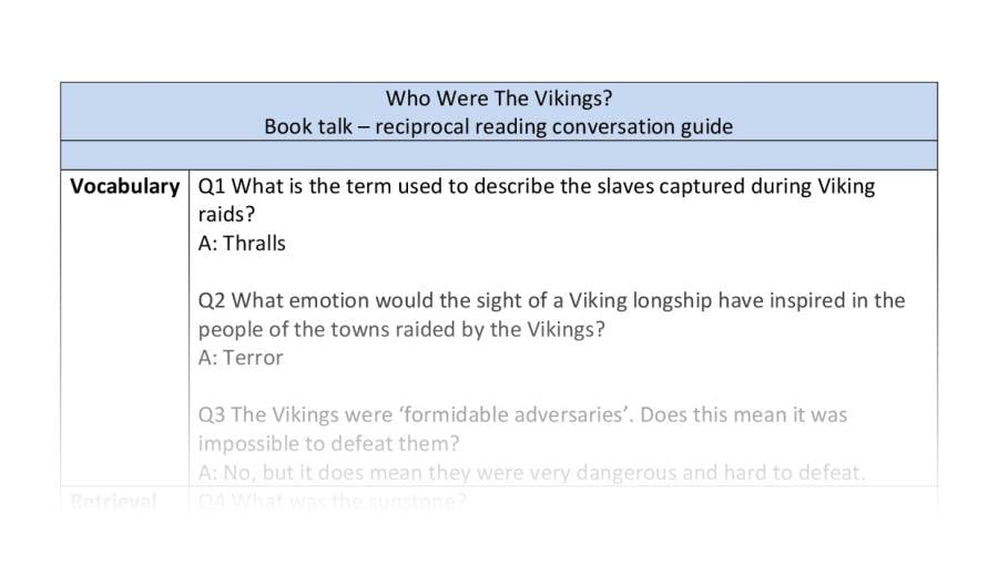 Reciprocal reading conversation- VRSIPE - Who were the Vikings
