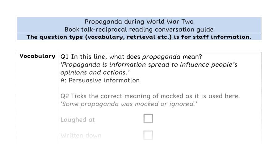 Reciprocal reading - VRSIPE - Propaganda during World War Two