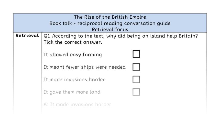 Reciprocal reading - retrieval - The Rise of the British Empire