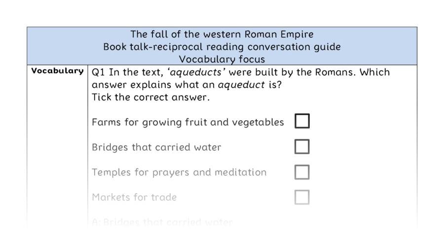 Reciprocal reading - vocabulary - The fall of the western Roman Empire