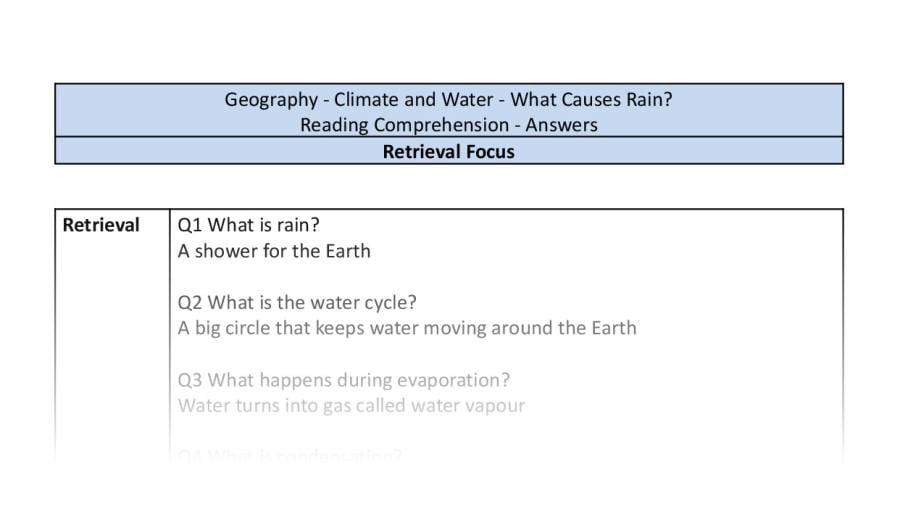Reading comp - What Causes Rain - retrieval focus-answers