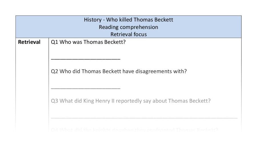 Reading comprehension-retrieval-Who killed Thomas Beckett