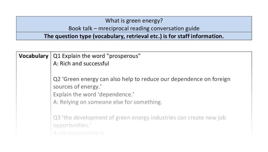 Reciprocal reading - VRSIPE - What is green energy