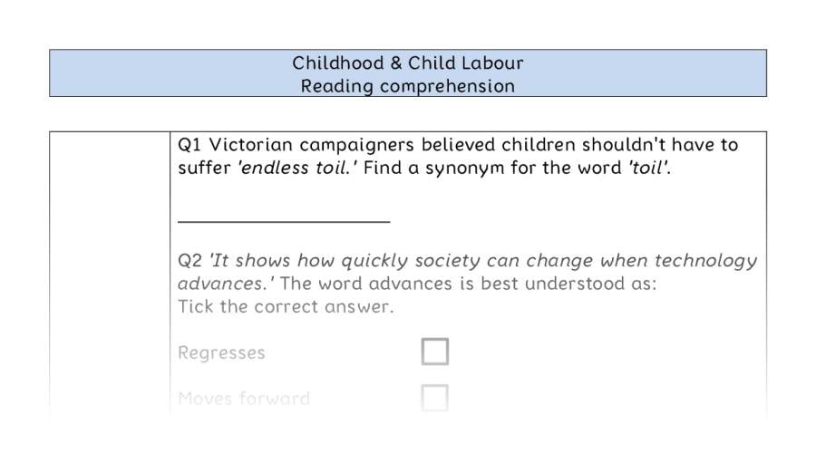 Reading comprehension - VRSIPE - Childhood & Child Labour