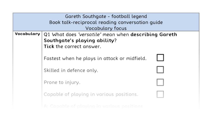 Reciprocal - vocabulary - Gareth Southgate - football legend