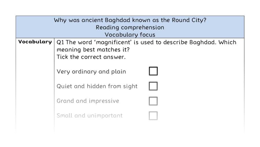 Reading comp-vocab-Why was ancient Baghdad known as the Round City