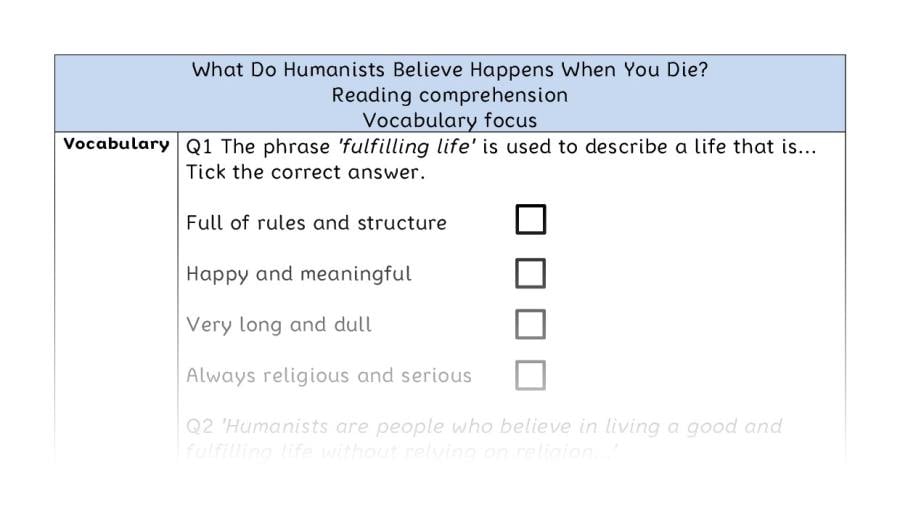 Reading comp - vocab - What Do Humanists Believe Happens When You Die