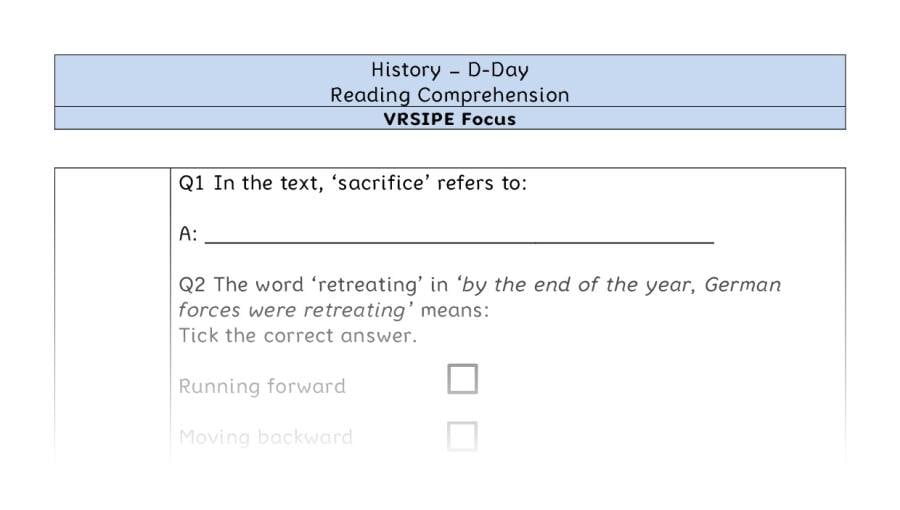 D-Day - Reading Comprehension - VRSIPE Focus