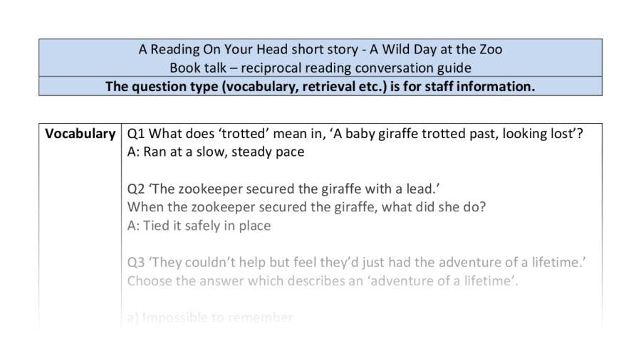 Reciprocal reading - VRSIPE - A Wild Day at the Zoo