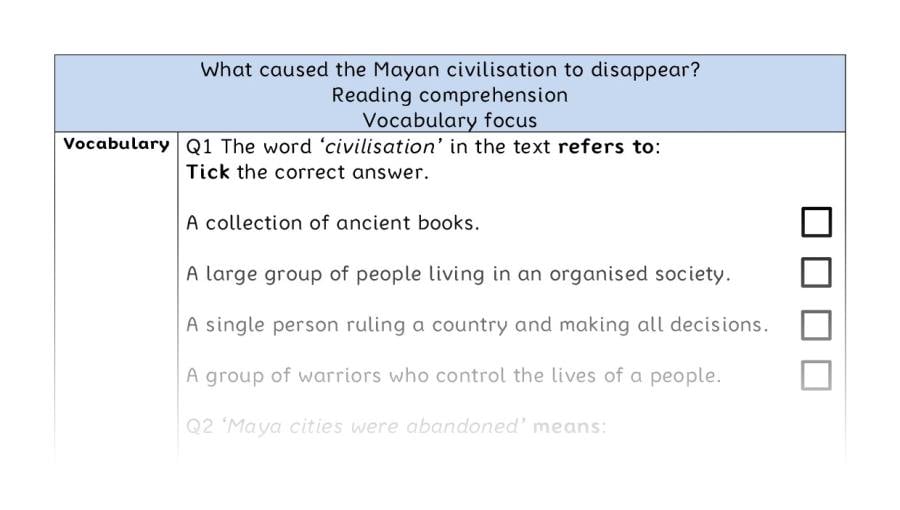 Comp-vocabulary-What caused the Mayan civilisation to disappear