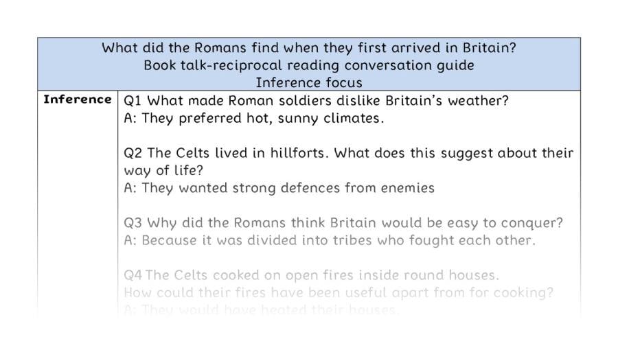 Reciprocal reading - inference - Roman arrival in Britain