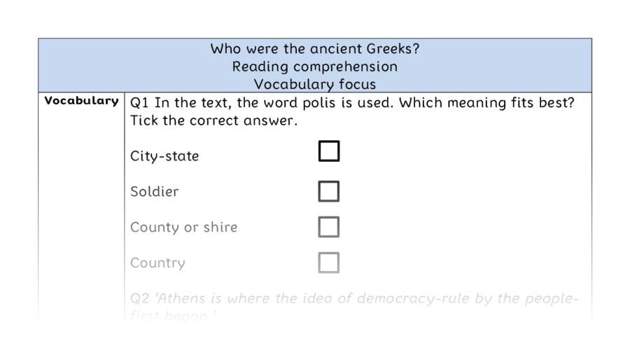 Reading comprehension - vocabulary - Who were the ancient Greeks